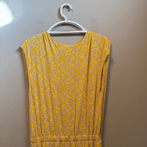 Maeve Size Medium V Neck Fete Midi Dress Handkerchief Hem Yellow Floral Summer - Picture 6 of 9
